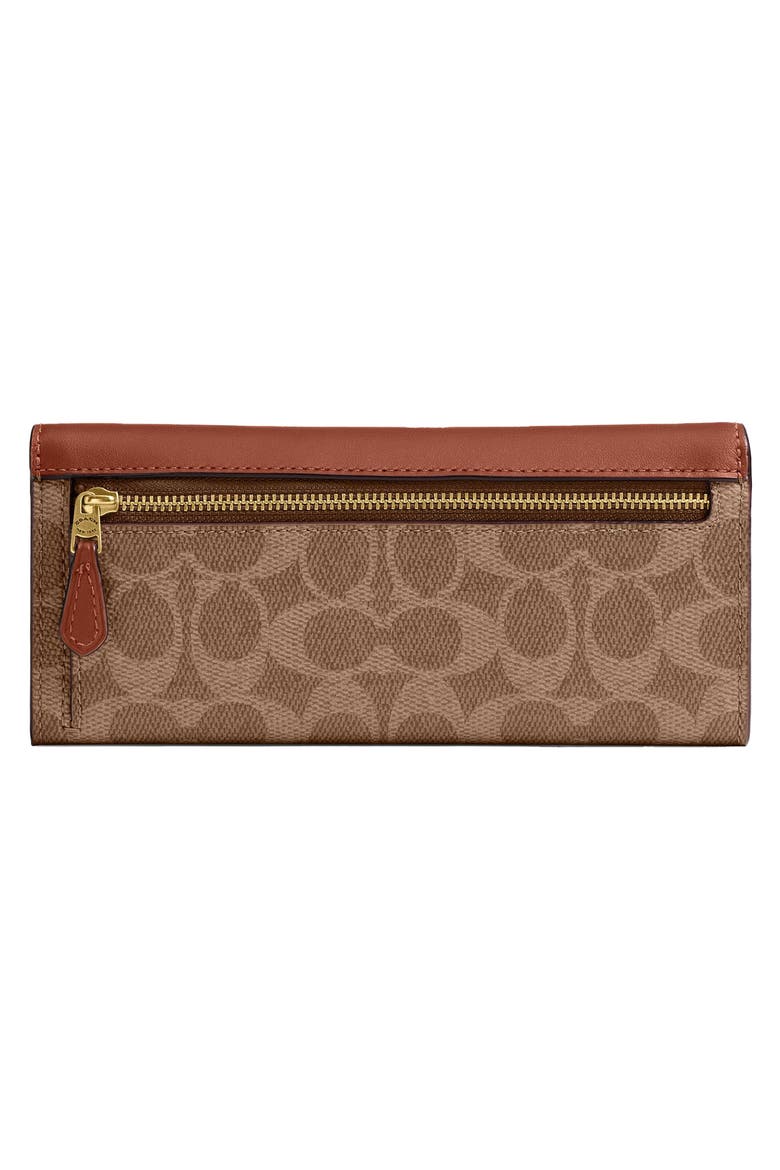 Slim Essential Signature Coated Canvas & Leather Wallet, Alternate, color, TAN CARAMEL