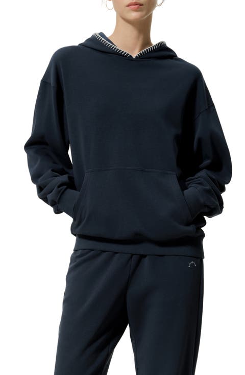 SILKERRY Oversized Seamflow Douceur Stand Collar with Half-Zip Hoodie