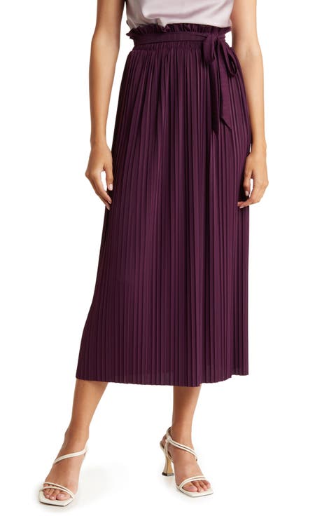 Tie Waist Pleated Paperbag Skirt