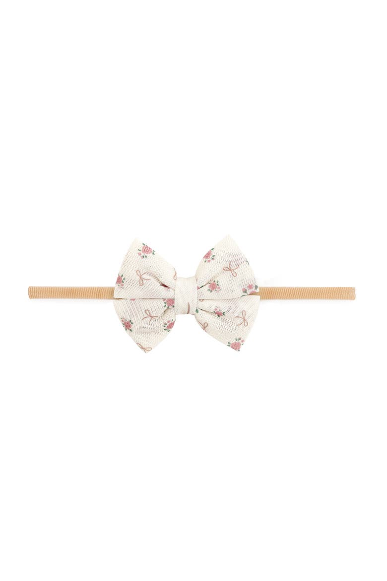 Rose Tulle Bow Baby Headband, Main, color, Ivory
