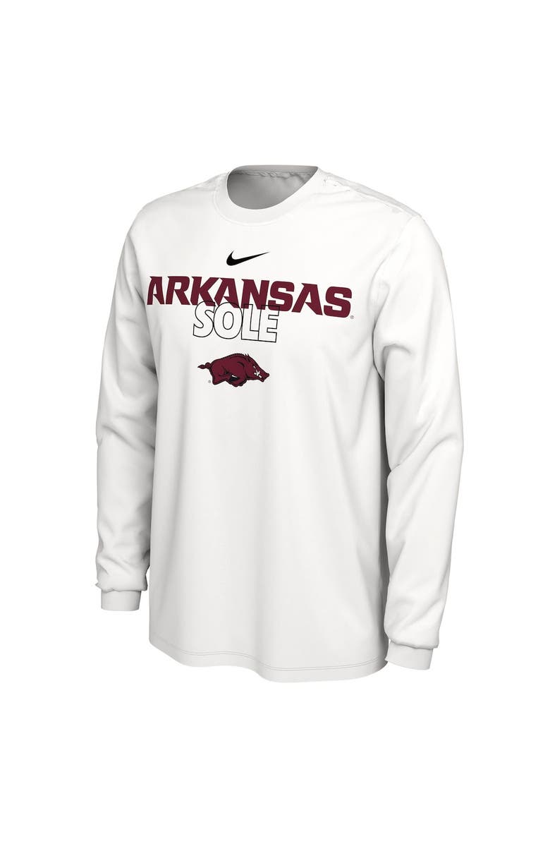Nike White Arkansas Razorbacks On Court Long Sleeve T-Shirt, Alternate, color,