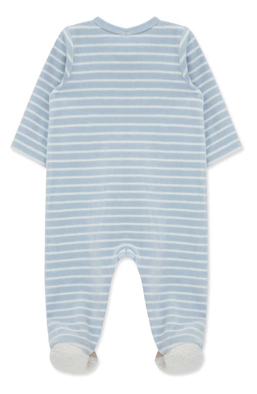 Little Me Baby Boys Fluffy Pup Velour Footed Coverall In Blue