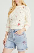 Driftwood Love Letters Pointelle Cotton Sweater