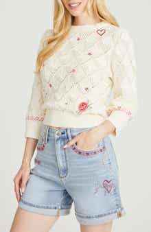 Driftwood Love Letters Pointelle Cotton Sweater