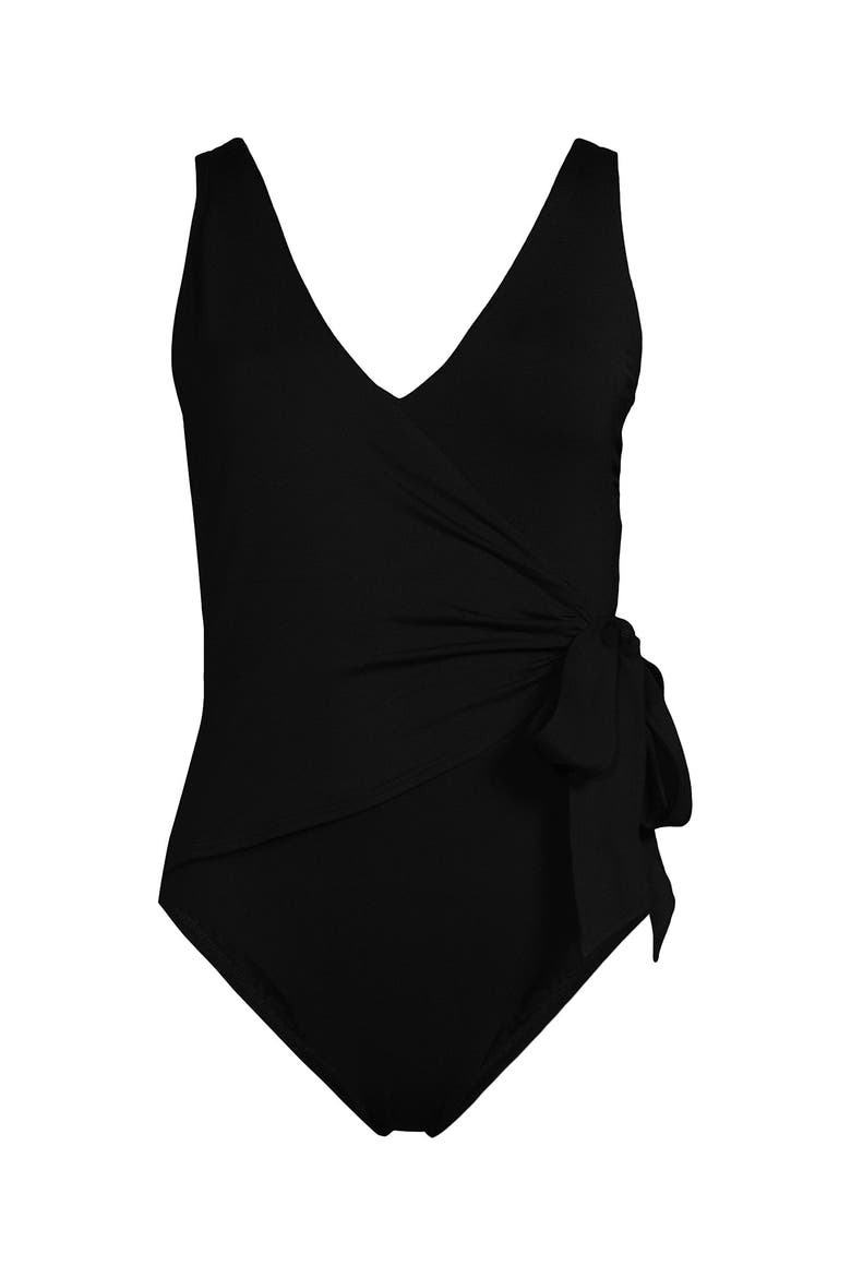 D-Cup Side Tie Wrap One Piece Swimsuit, Alternate, color, Black