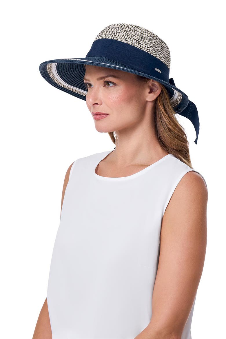Women's Clara Sun Hat with Ribbon, UPF 50+ Sun Protection, Alternate, color, Navy/White Colorblock