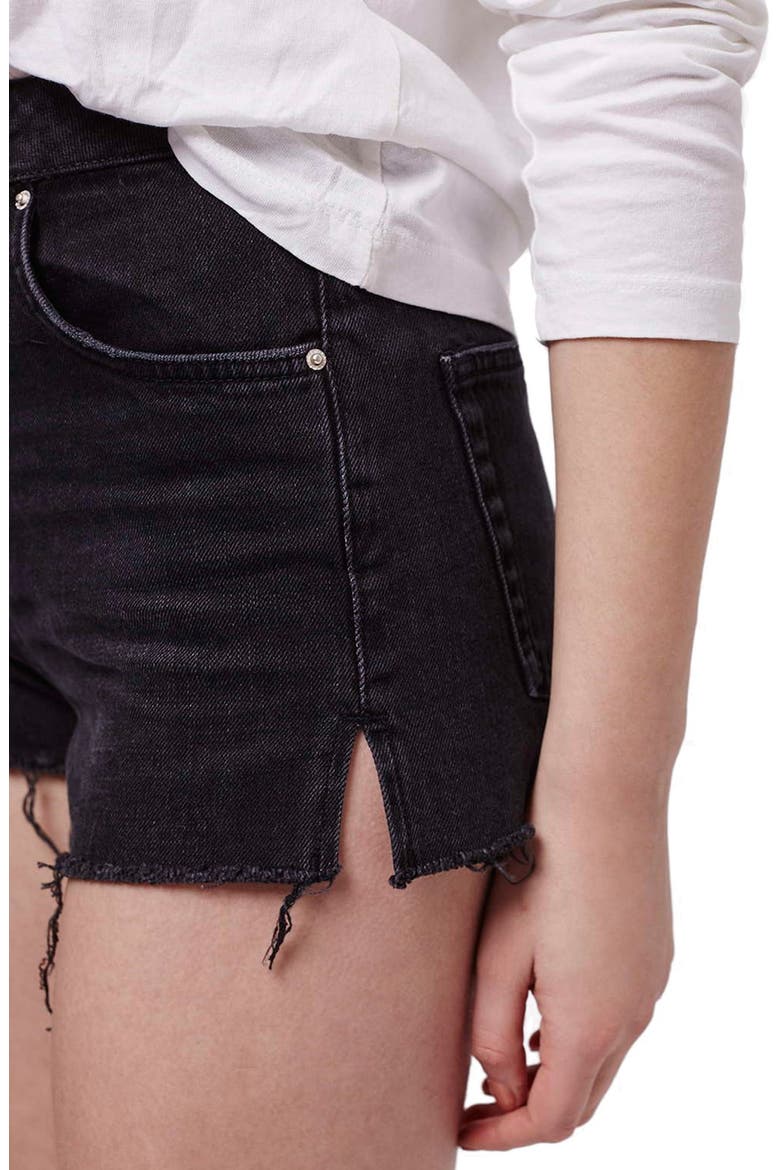 Raw Edge Denim Shorts, Alternate, color, BLACK