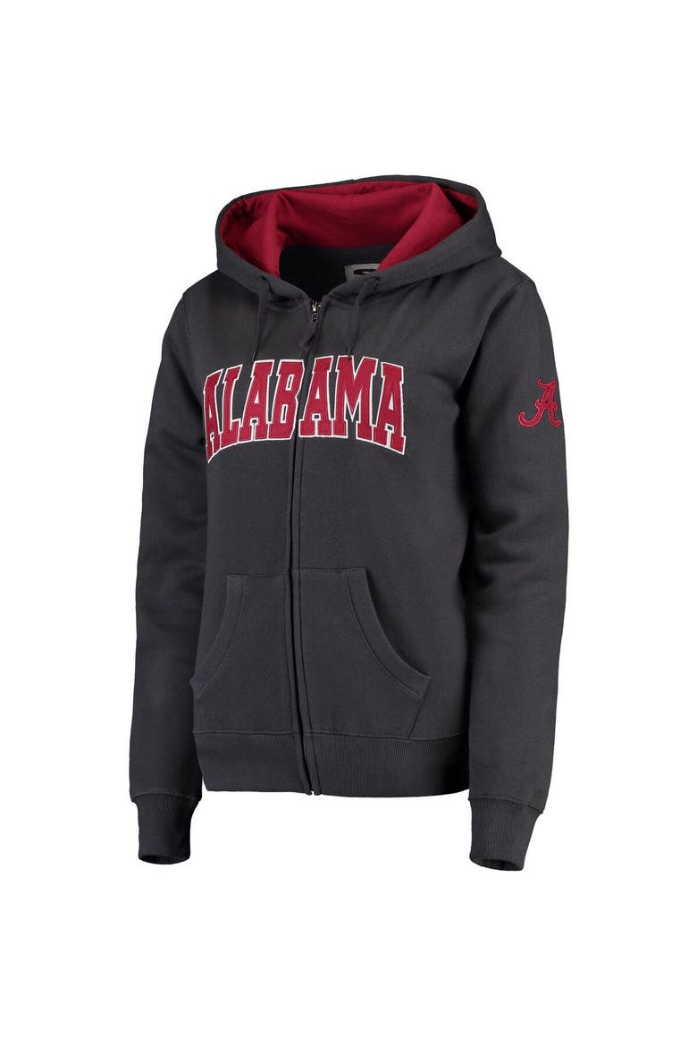 Women's Stadium Athletic Charcoal Alabama Crimson Tide Arched Name Full-Zip Hoodie, Main, color, Charcoal