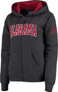 COLOSSEUM Women's Stadium Athletic Charcoal Alabama Crimson Tide Arched Name Full-Zip Hoodie