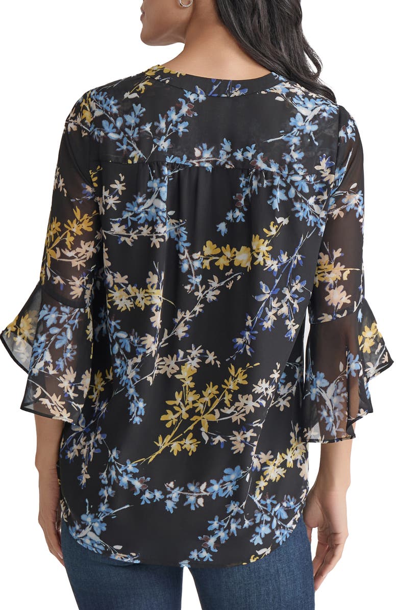 Jones New York Floral Flutter Sleeve Top, Alternate, color, Jones Black Multi