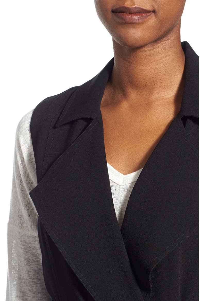 Sleeveless Trench Coat, Alternate, color, BLACK