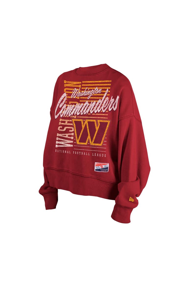 Women's New Era Black Washington Commanders Oversized Throwback Mineral Wash Crew Neck Sweatshirt, Alternate, color, Black