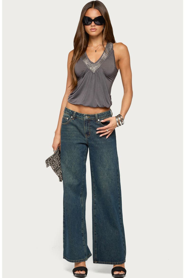 Brise Studded Draped Top, Alternate, color, GRAY