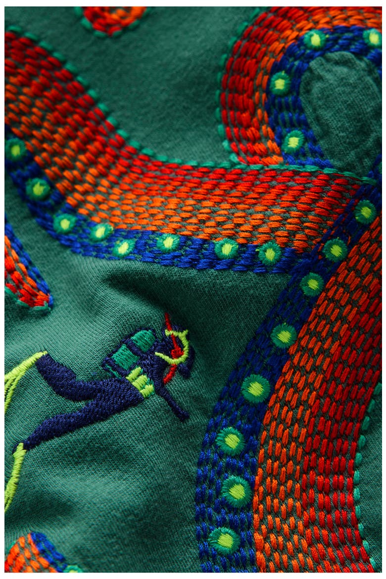 Kids' Embroidered Superstitch T-Shirt, Alternate, color, SPRUCE GREEN OCTOPUS