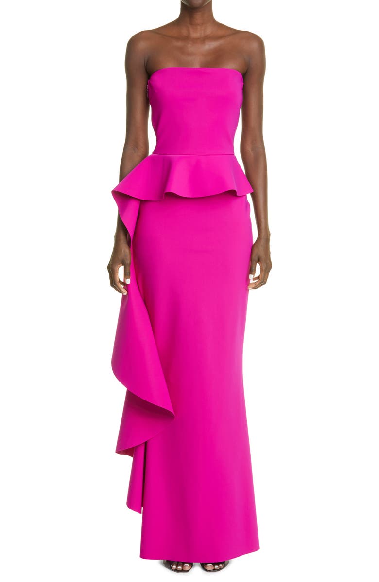 Chiara Boni La Petite Robe Eliska Ruffle Strapless Gown, Main, color, 