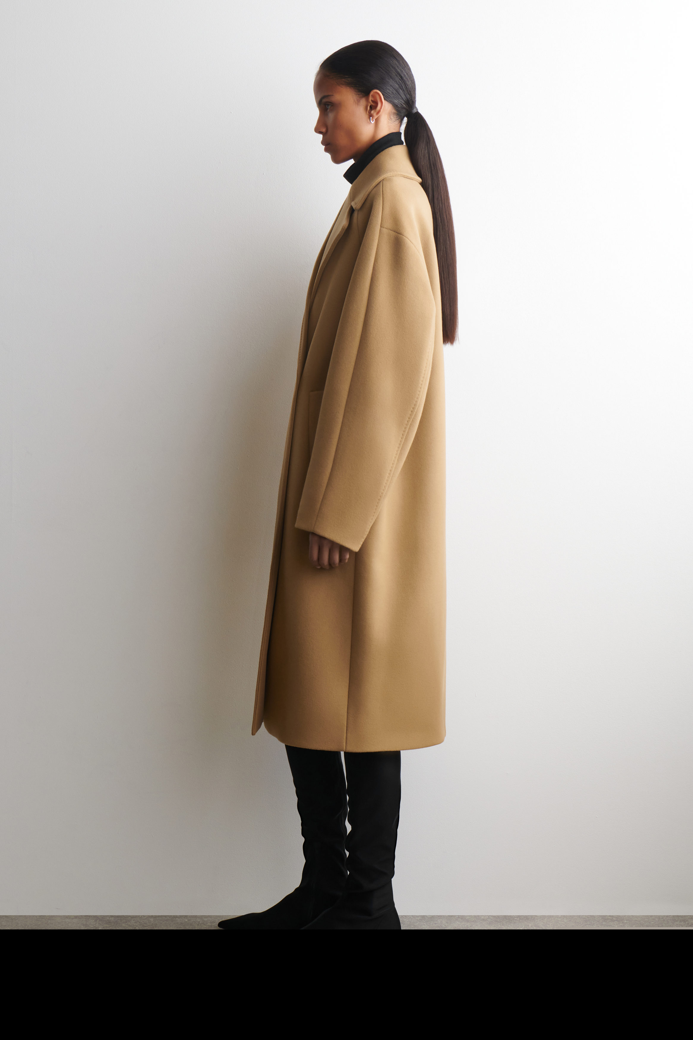 COS Oversized Double-Breasted Wool Long Coat, Alternate, color, Camel