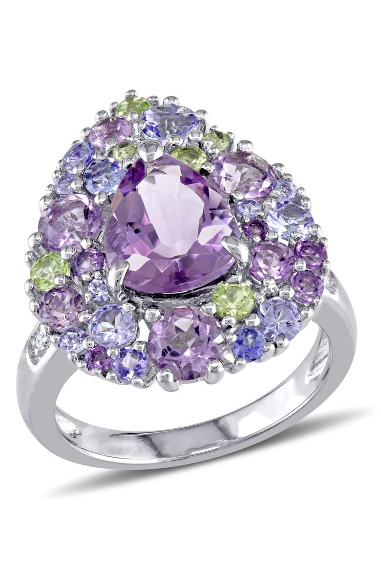 DELMAR Sterling Silver Tanzanite Rose Ring, Main, color, 