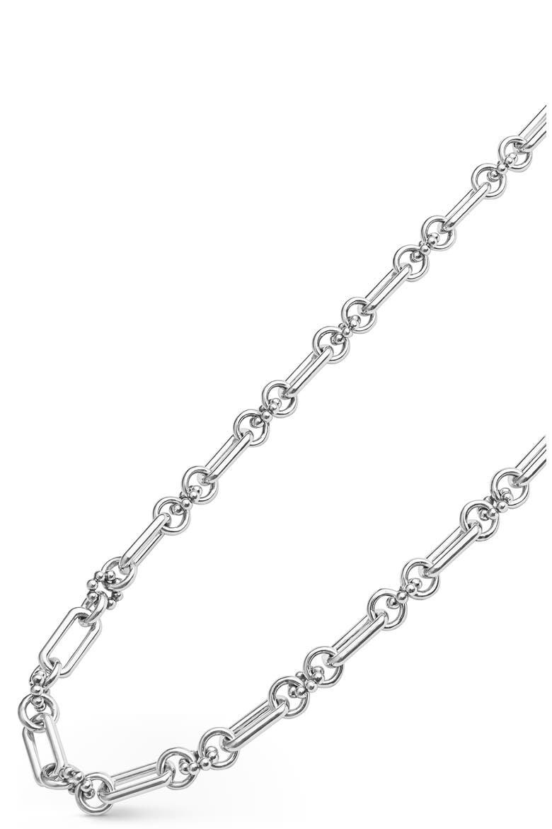 Petite Sterling Silver Caviar Link Necklace, Alternate, color, SILVER