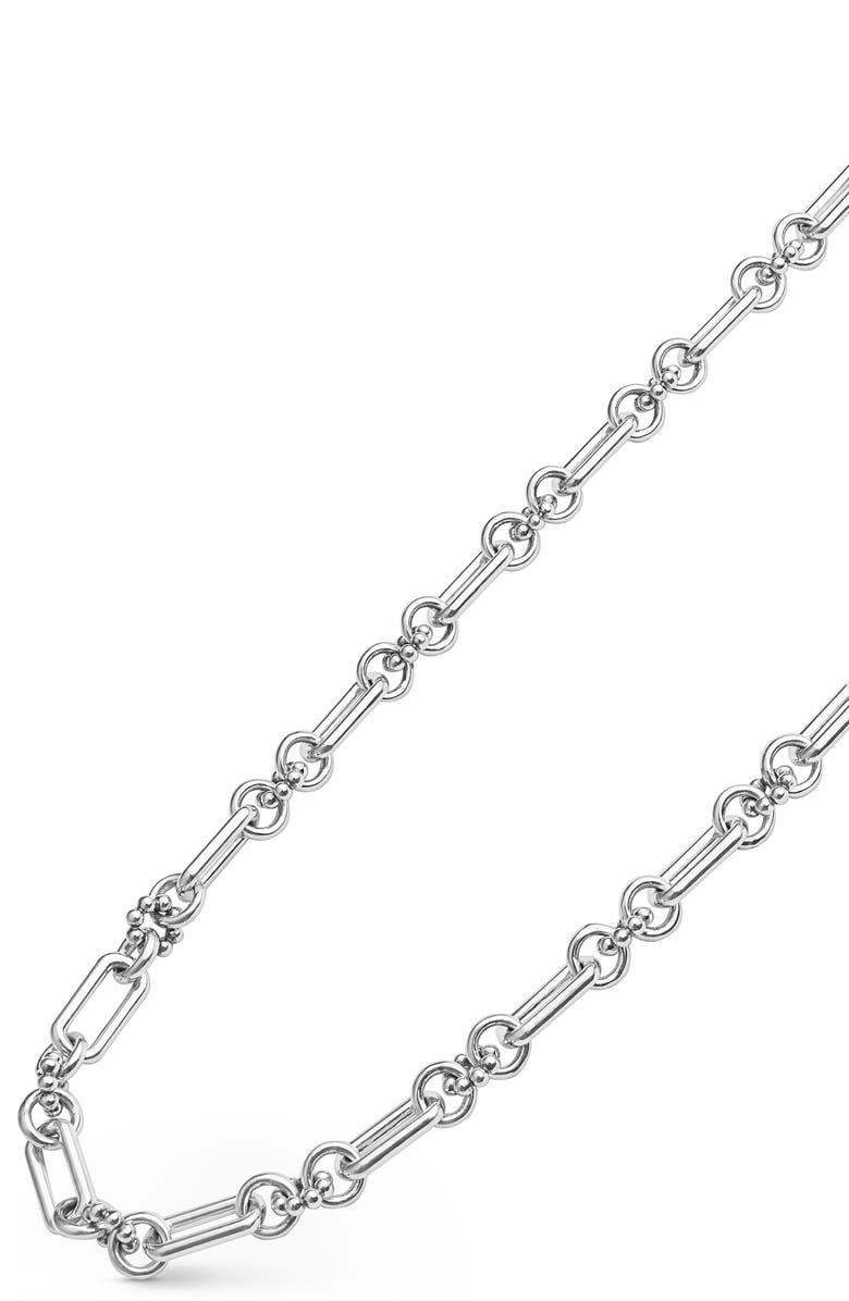LAGOS Petite Sterling Silver Caviar Link Necklace, Alternate, color, Silver