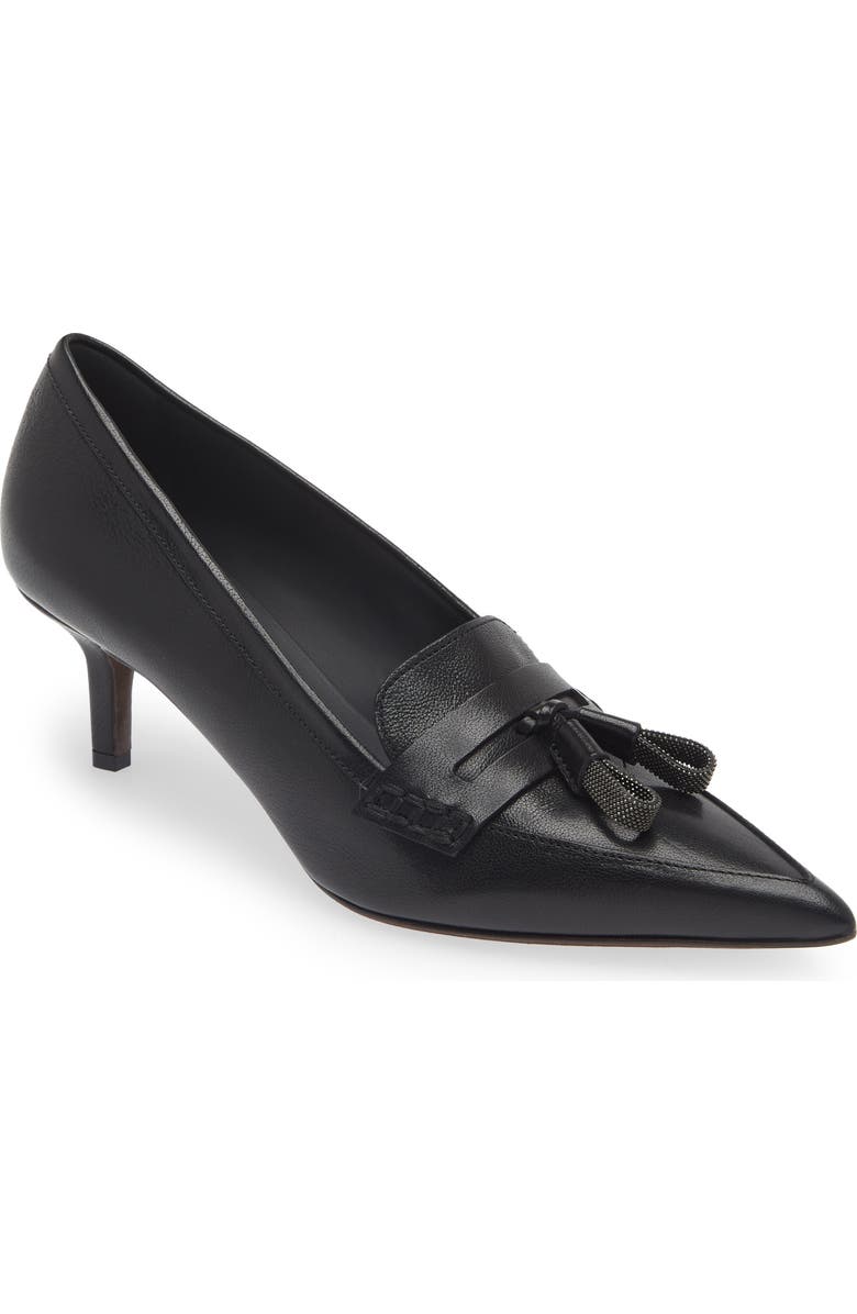 Brunello Cucinelli Monili Tassel Kitten Heel Pump, Main, color,