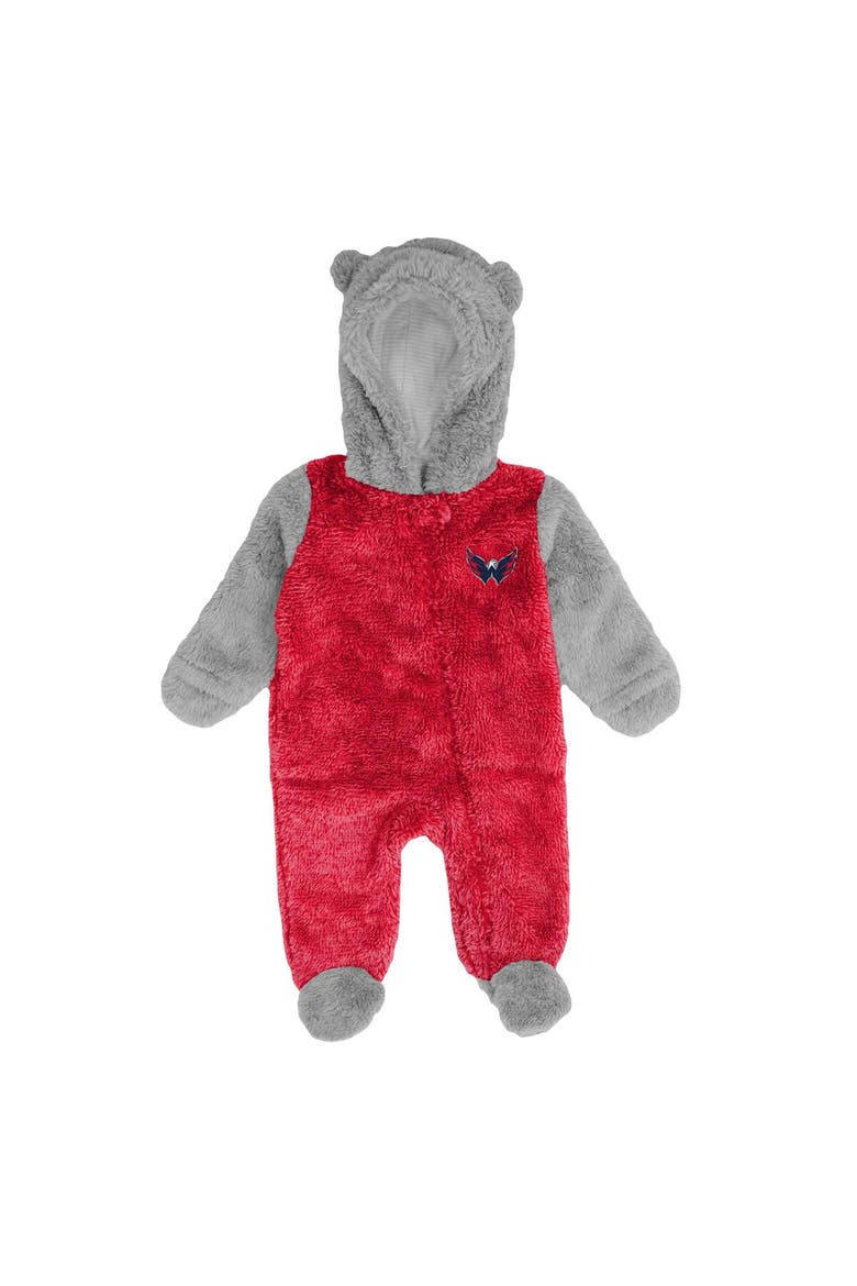 Newborn & Infant Red Washington Capitals Game Nap Teddy Fleece Bunting Full-Zip Sleeper, Alternate, color, Red