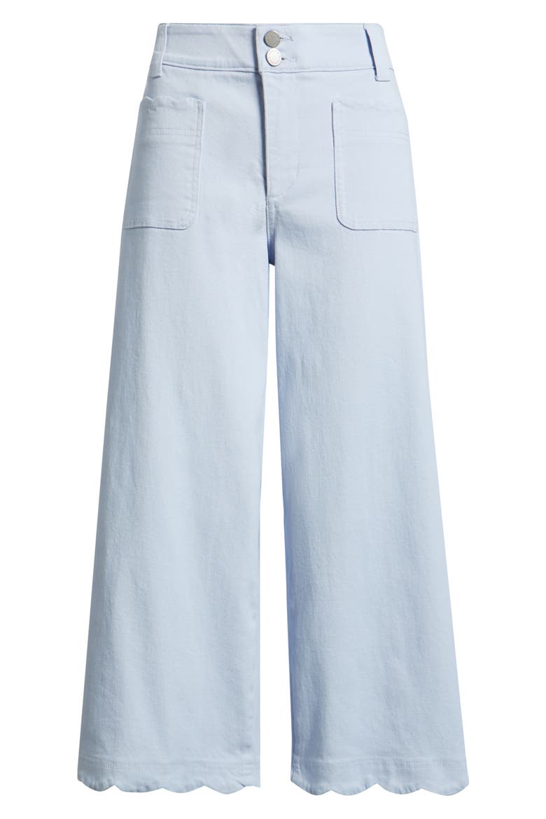 Scallop Patch Pocket High Waist Crop Wide Leg Twill Pants, Alternate, color, PERIWINKLE