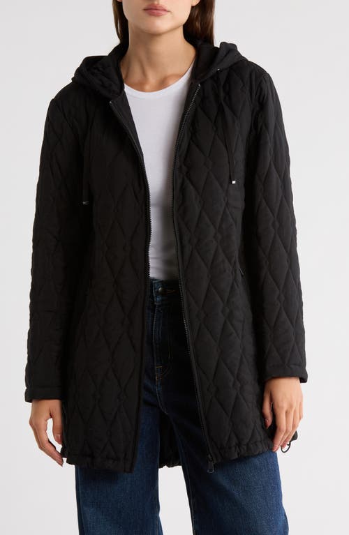 Bernardo Midlength Diamond Quilted Jacket In Black