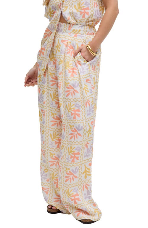 Raffya Matisse Wide Leg Patchwork Floral Print Trouser In White