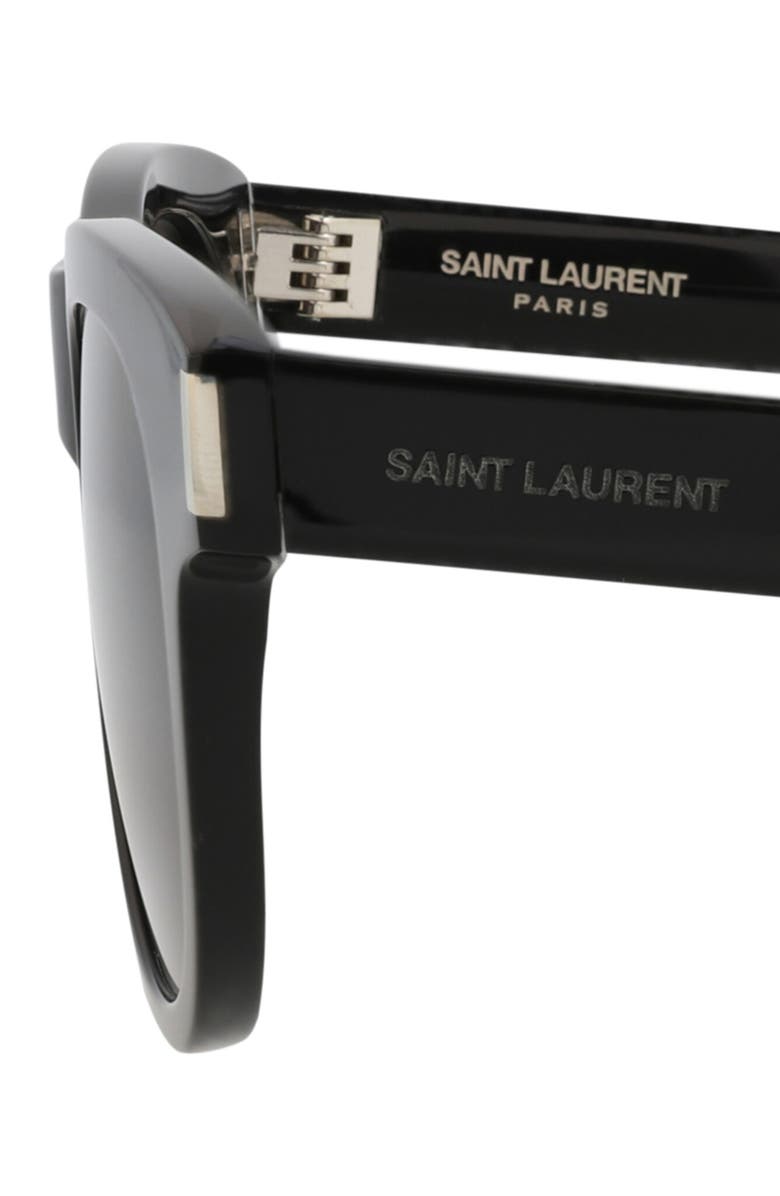 Saint Laurent 51mm Novelty Round Sunglasses, Alternate, color, Black