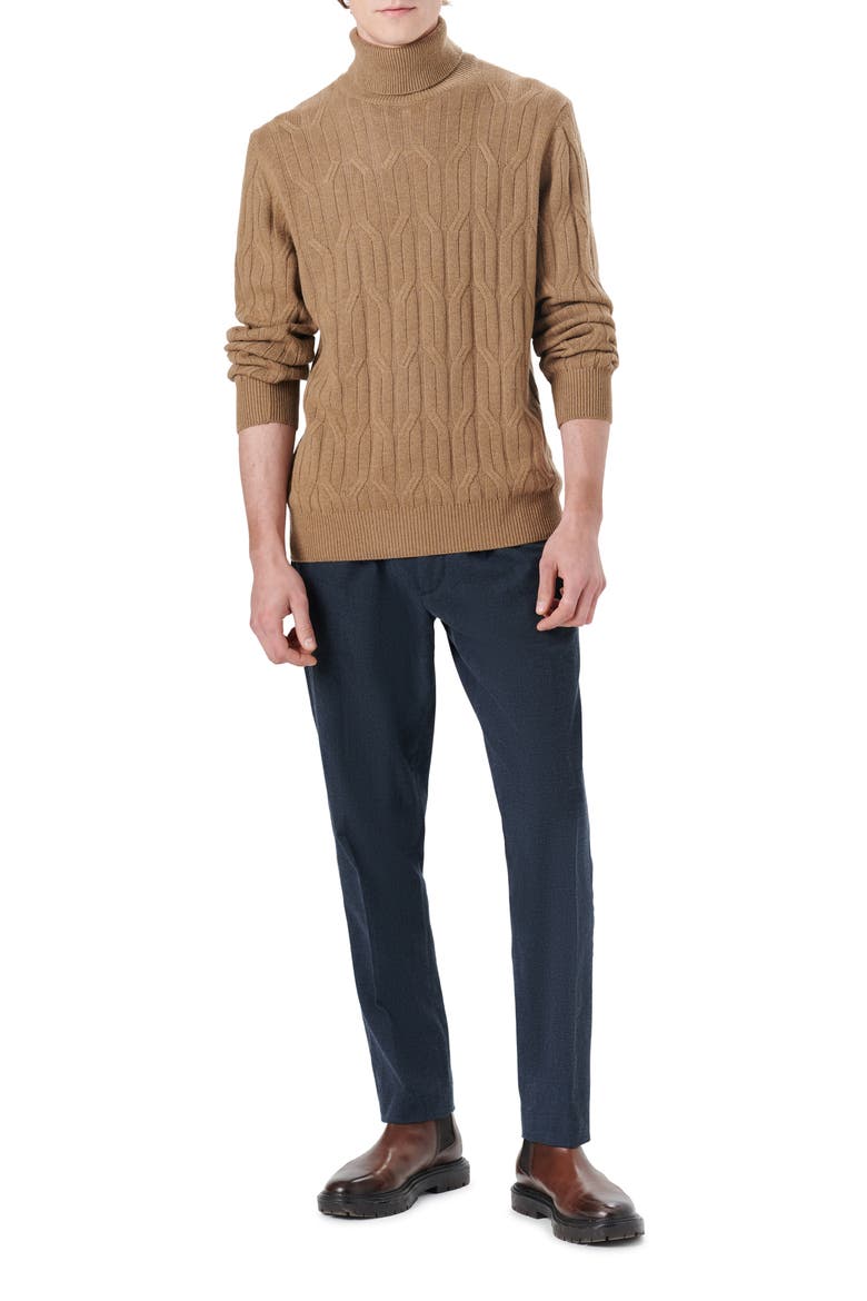 Cable Knit Turtleneck Sweater, Alternate, color, TOBACCO