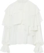 Gizia Ruffled Long-Sleeve Blouse with Elasticated Cuffs