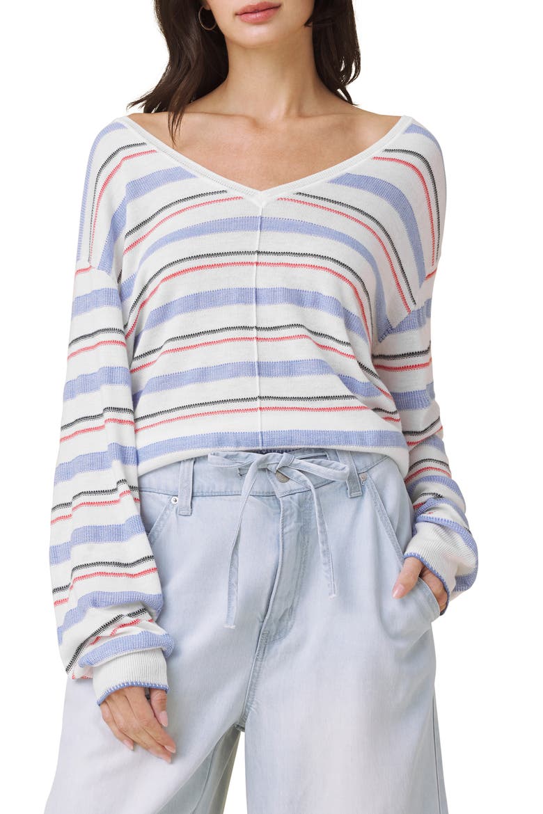 Erica Stripe Sweater, Main, color, WHITE/ AZURE BLUE/ MULTI