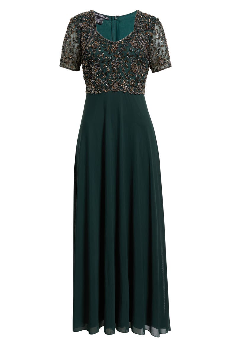 Beaded Bodice A-Line Gown, Alternate, color, HUNTER 317