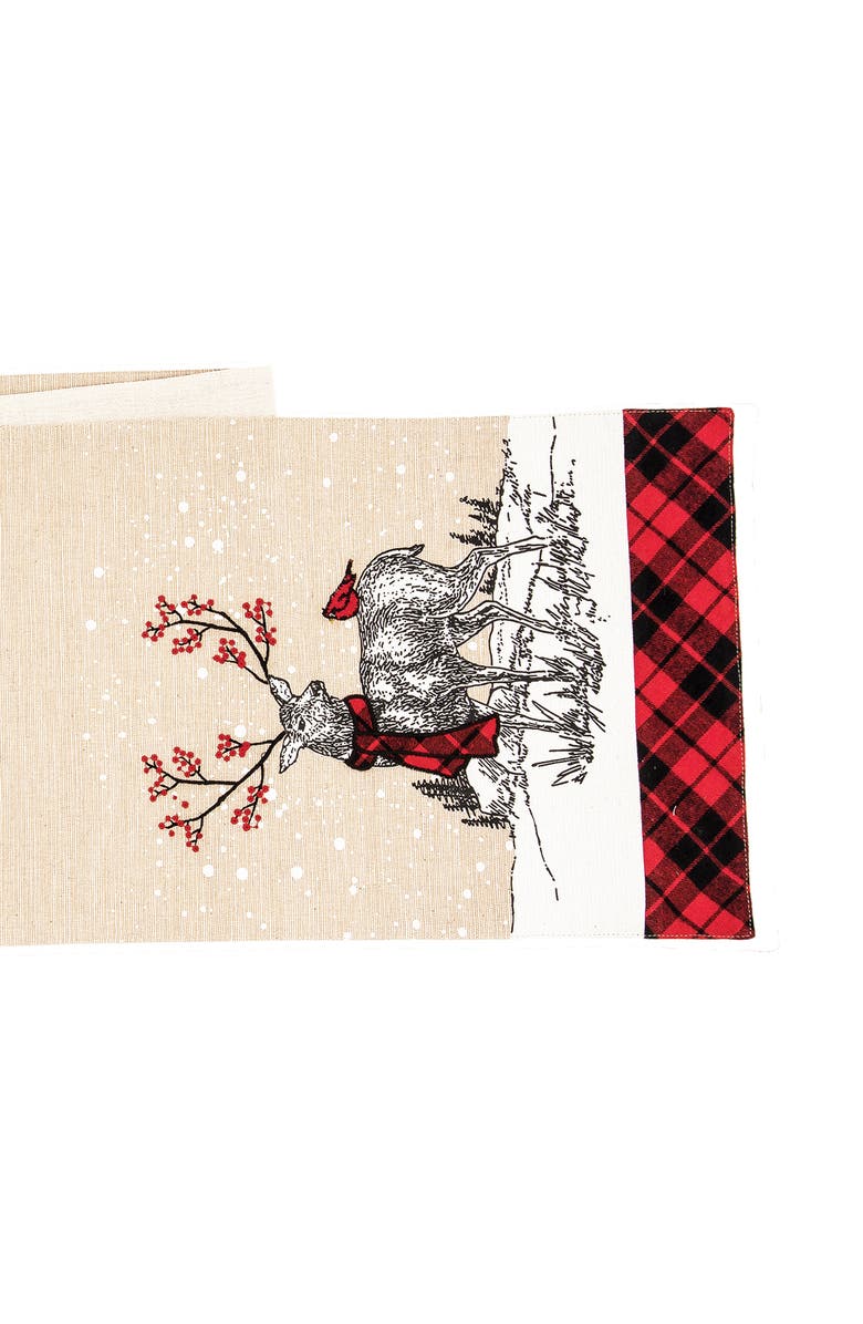 C&F Home Reindeer Embroidered & Printed Christmas Table Runner 13" x 72", Alternate, color, Beige