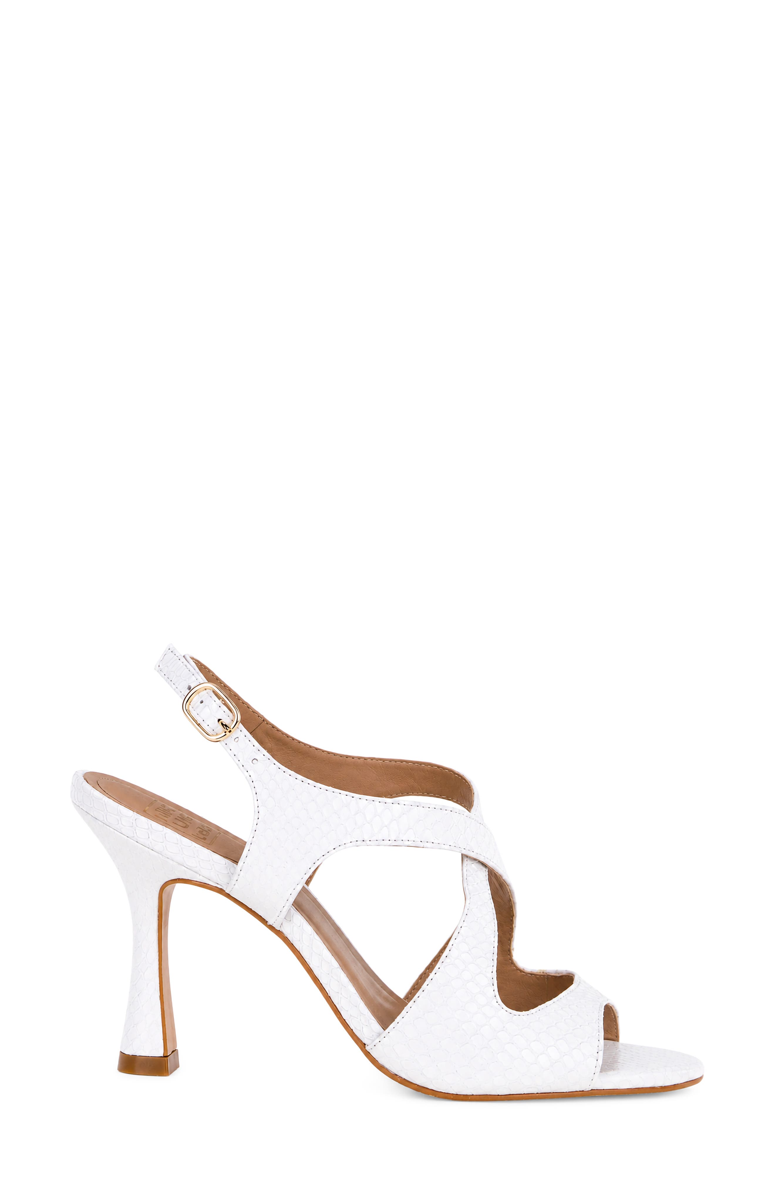 Kalissa Croc-Embossed Leather Sandal, Alternate, color, WHITE