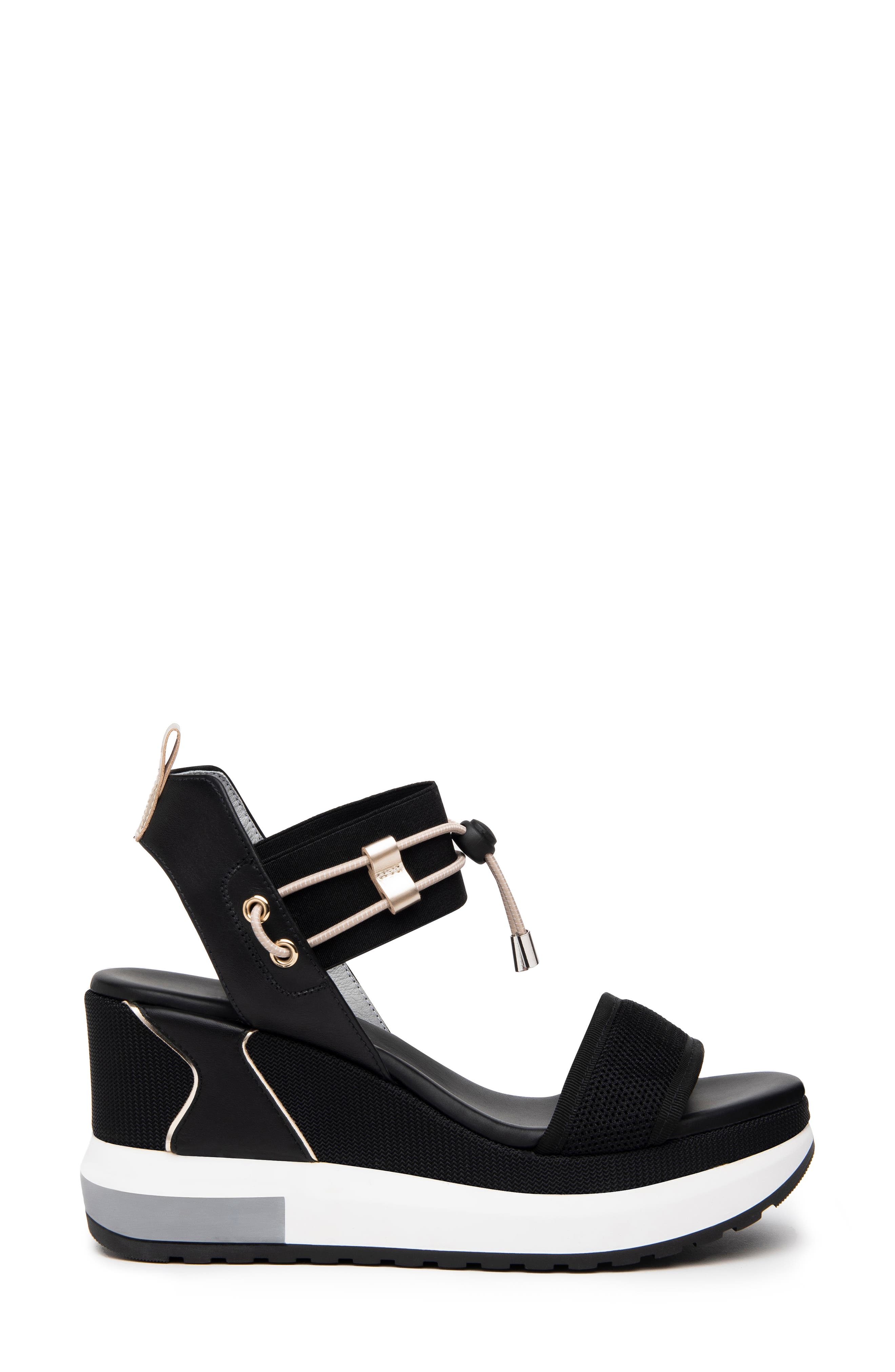 NeroGiardini Bungee Platform Wedge Sandal, Alternate, color, Black
