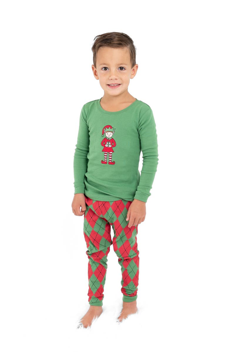 Leveret Kids Two-Piece Cotton Matching Family Holiday Pajamas, Argyles & Holiday Prints, Alternate, color, Argyle Red & Green