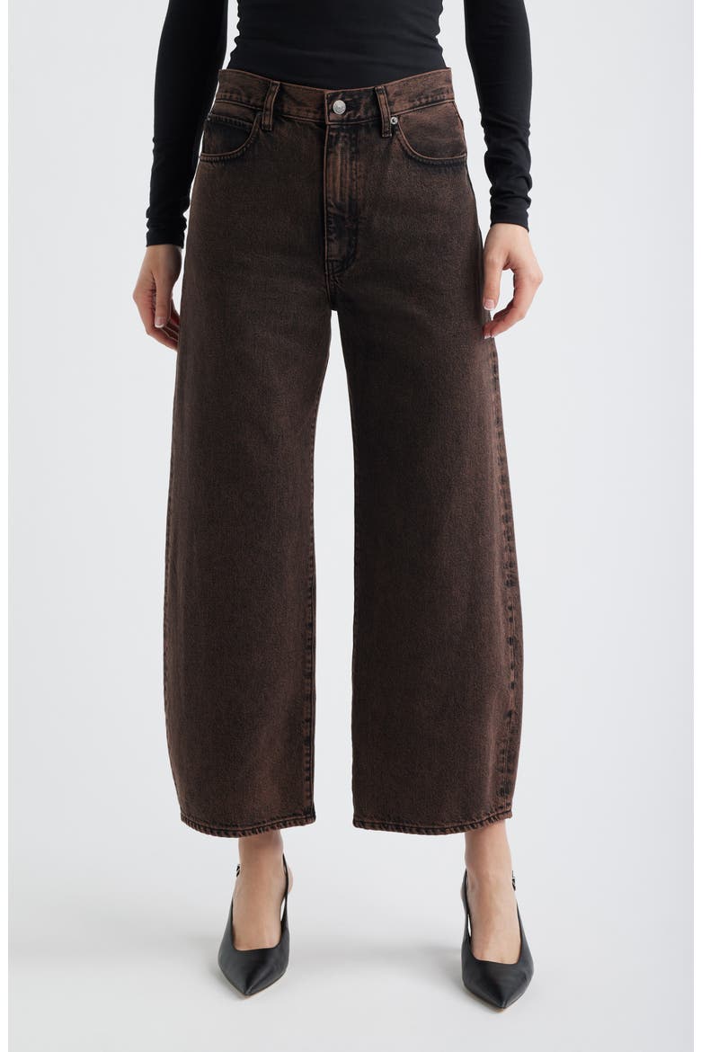 The Bow Crop Barrel Leg Jeans, Main, color, MOCHA BROWN