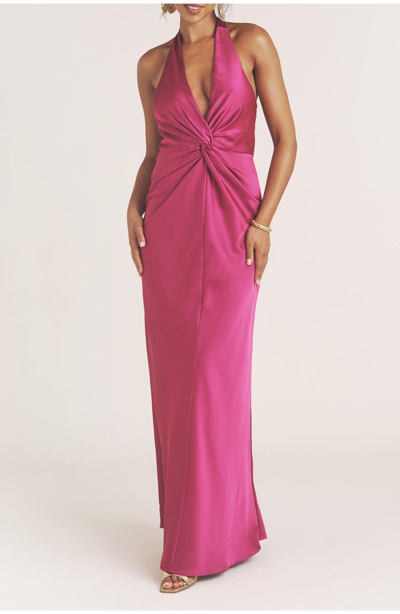 Six Stories Isabel Plunge Knot Detail Dress, Alternate, color, Raspberry