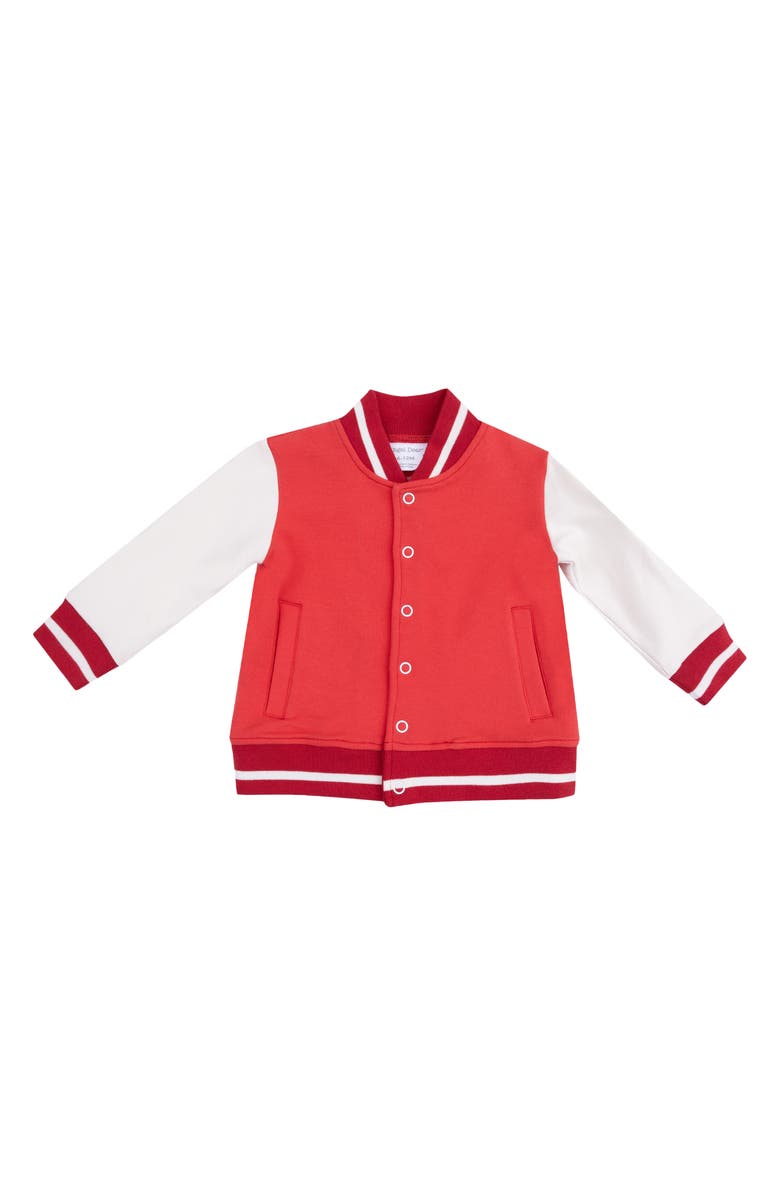 Angel Dear Kids' French Terry Sport Varsity Bomber Jacket, Main, color, Red