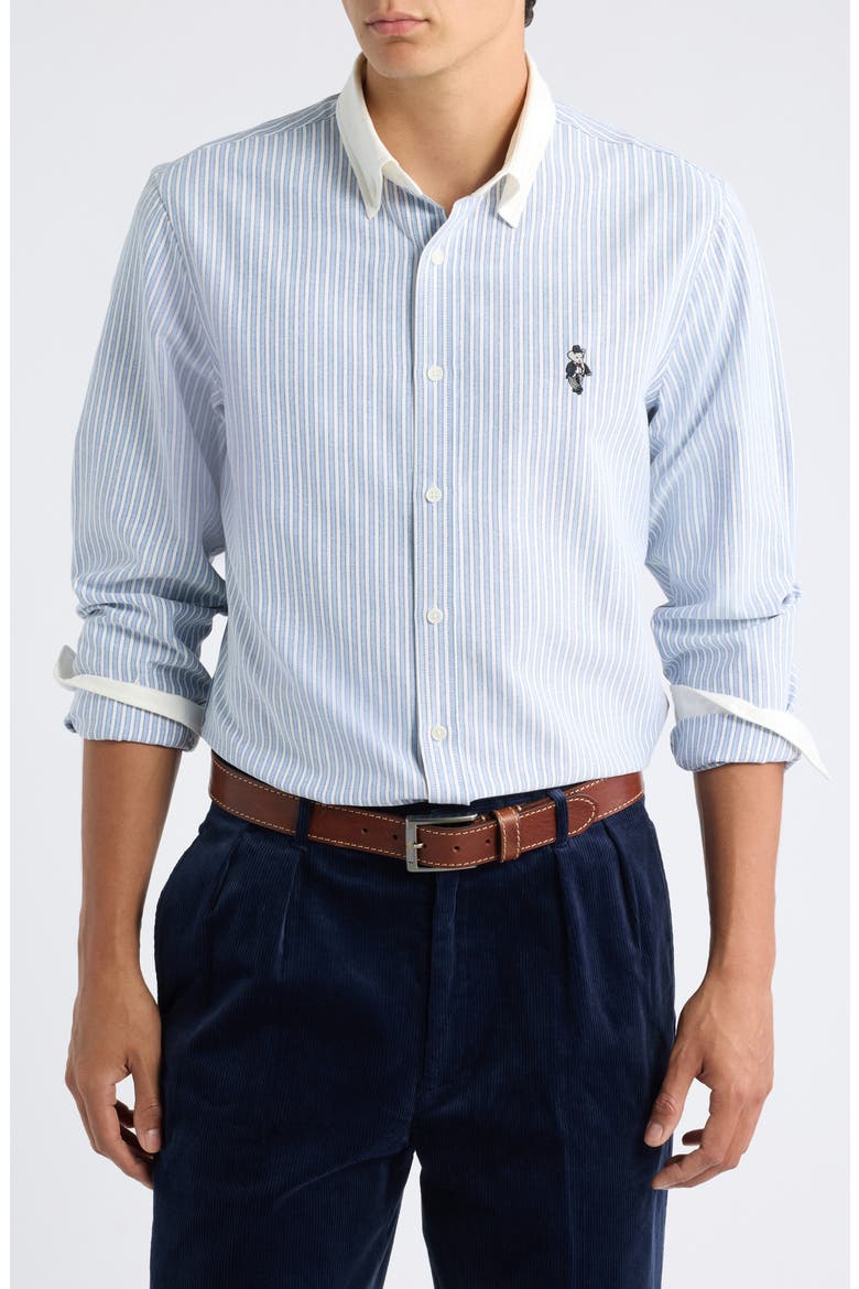 Babar Striped Cotton Blend Oxford Shirt, Main, color, LIGHT BLUE