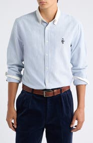 ROWING BLAZERS Babar Striped Cotton Blend Oxford Shirt
