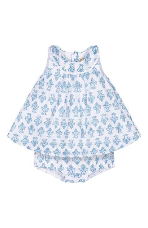 Baby Organic Ruffle Collar Dress and Bloomer Set, Infant