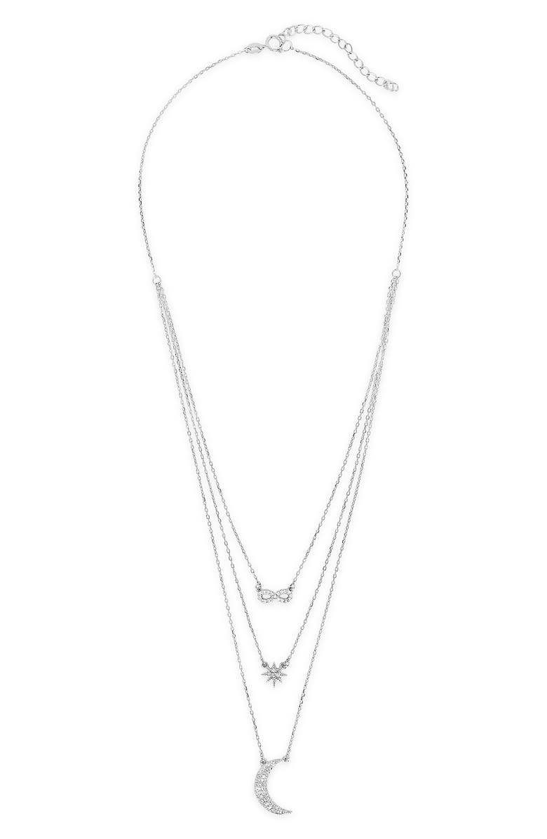 Sterling Forever Celestial Layered Pendant Necklace, Main, color, 
