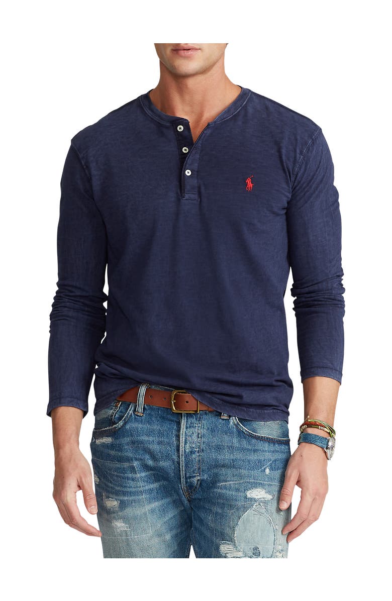 Polo Ralph Lauren Big & Tall Slub Jersey Henley Shirt, Main, color, Cruise Navy