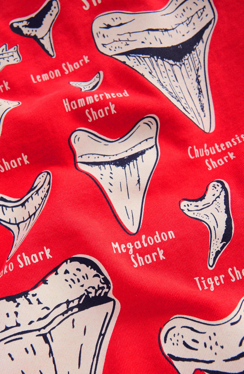 Mini Boden Kids' Shark Tooth Glow in the Dark Graphic T-Shirt, Alternate, color, Hot Coral Sharks Teeth