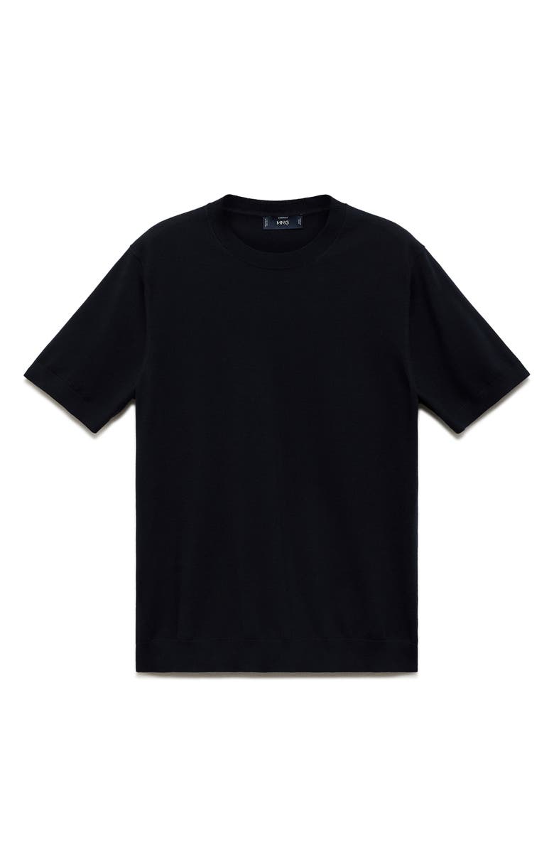 MANGO Short Sleeve Cotton Crewneck Sweater, Alternate, color, Night Blue