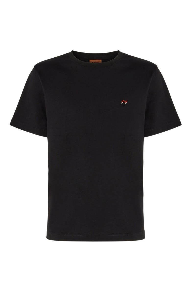 Missoni Crew Neck T-shirt In Cotton With Embroidery And Logo, Alternate, color, Black