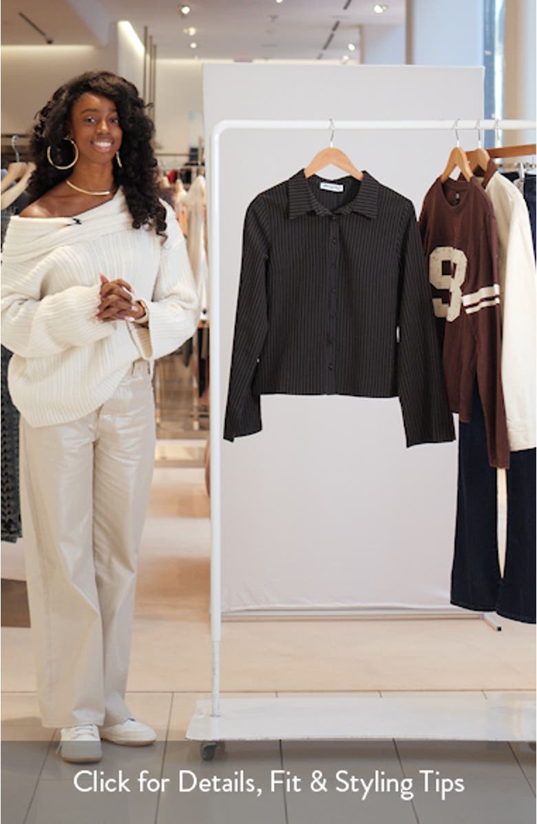 Anni Pinstripe Button-Up Shirt, sales video thumbnail