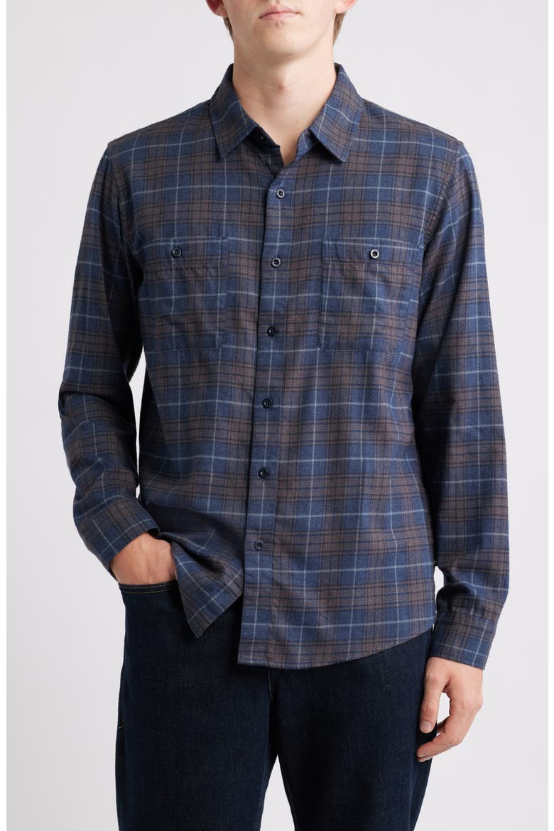 Wayne Plaid Button-Up Work Shirt, Main, color, NAVY MULTI